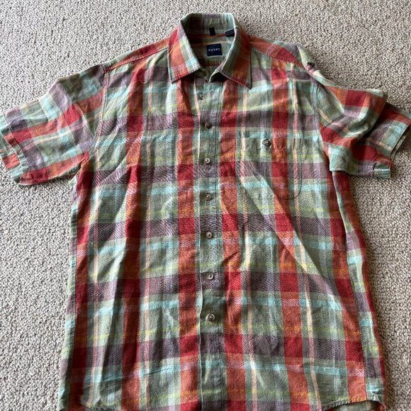 Haupt of Germany Men’s Plaid Shirt | Size M | Short Sleeve | 100% Cotton - Picture 1 of 9